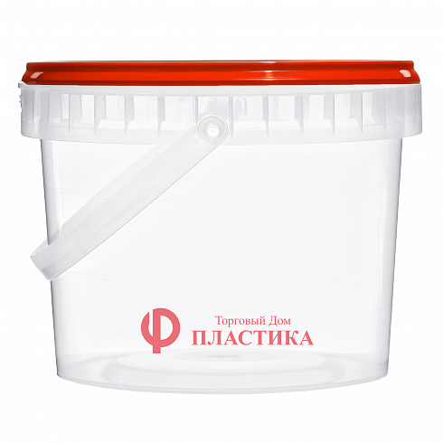 прозрачное ведро 2,3 л с красной крышкой